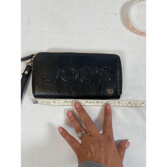 Joe's Jeans Zip Around Wallet Clutch Black Embossed - Picture 3 of 5